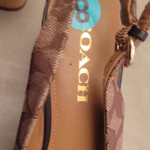 Coach Brown Patterned Wedge Sandals - Picture 4 of 4